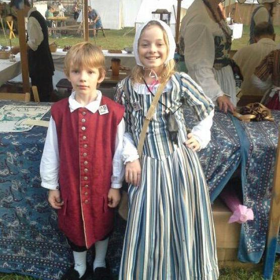 Grandkids Henry and Alice as Early Americans!